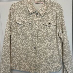 Belle by Kim Gravel Tripleluxe Twill patterned jean jacket, Sand, Large